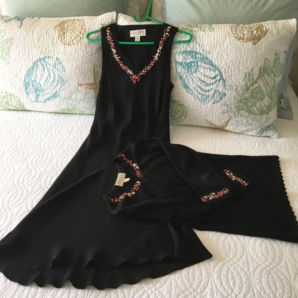 Silk Dress and Cardigan Set